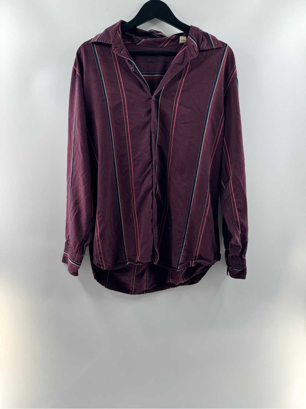 Tommy Bahama Burgundy Striped Silk Wool Button Up Shirt – Men’s Medium